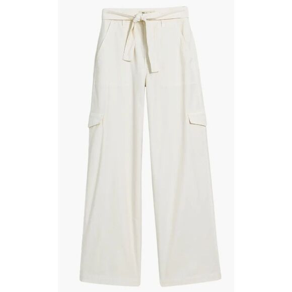 Madewell Griff Superwide Leg Cargo Pants Women's 33 Cream Belted NWT - Picture 10 of 11